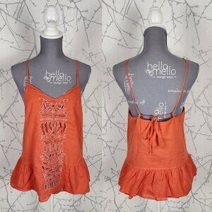 Lilka Orange Artsy Cutout Strappy Peplum Tank
